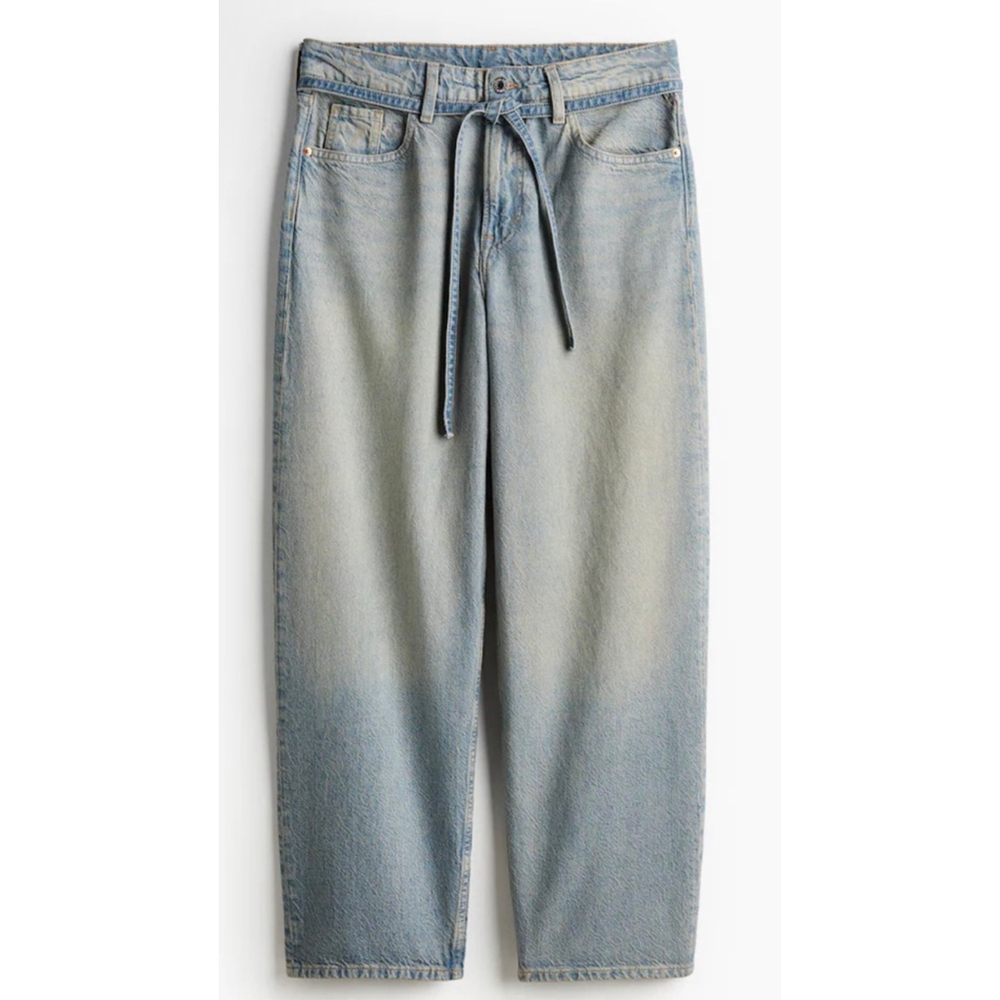 Women's H&M Super Baggy barrel leg Low Waist Light Blue Jeans Size 2